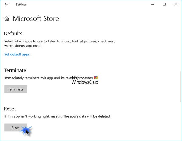 Microsoft Store apps crash with Exception Code 0xc000027b reset-microsoft-store.jpg