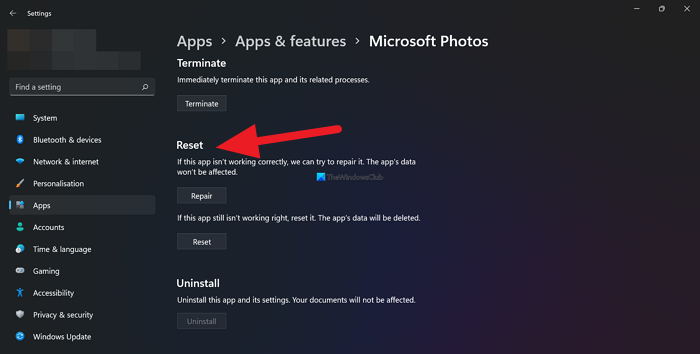 How to Repair or Reset the Photos app on Windows 11/10 Reset-or-Repair-Photos-app.png
