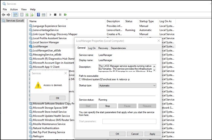 WslRegisterDistribution failed with error: 0x80070422 restart-LxSSManager-service.jpg