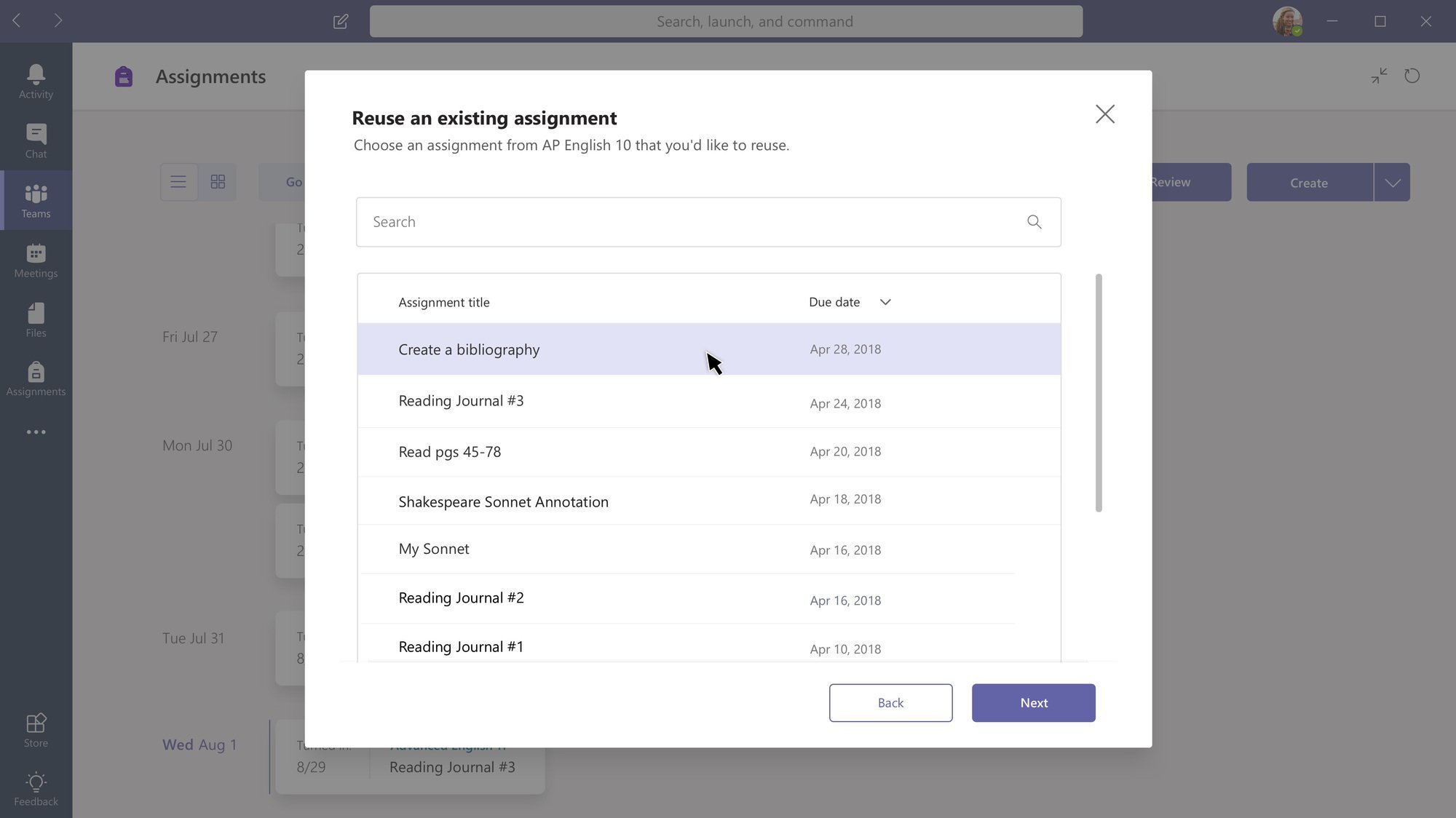 10 new features for going Back to School with Microsoft Teams ReuseAssignment.jpg
