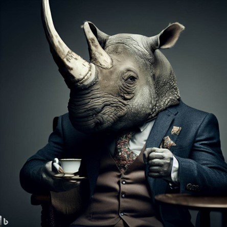 Can I use Bing's AI Image generator to create images for book of illustrations? rhino.jpg