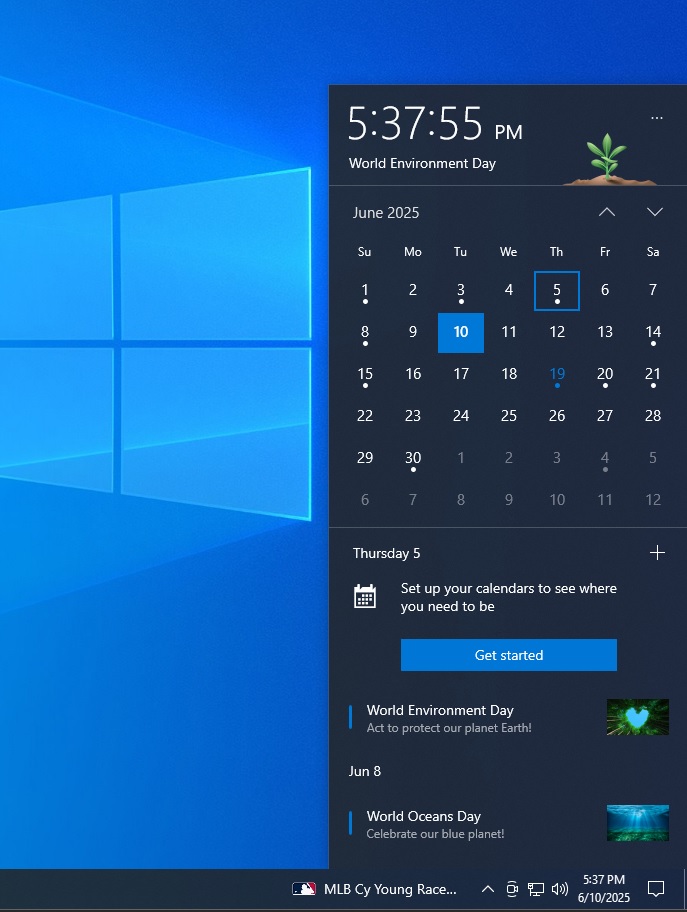 Windows 10 KB5060533 adds Bing feature to Calendar UI on taskbar Rich-Calendar-on-Windows-10.jpg