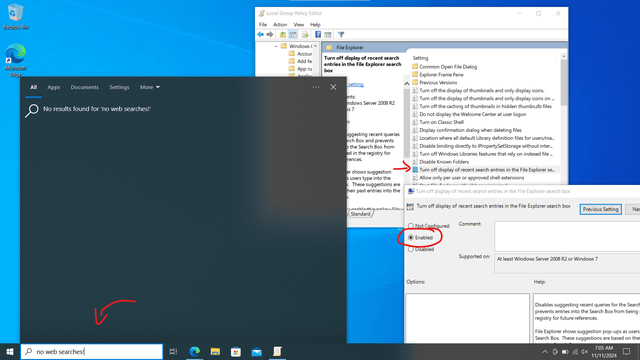 If you want to disable online search in the Start menu on Windows 10/11 Pro, use the Group... rjnug4sev90e1.png