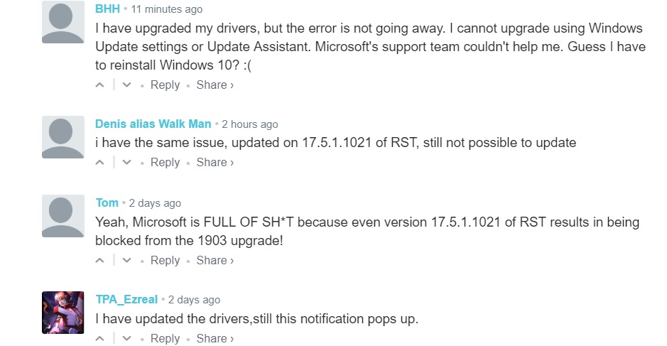 Windows 10 glitch is blocking users from installing May 2019 Update RST-complaints.jpg