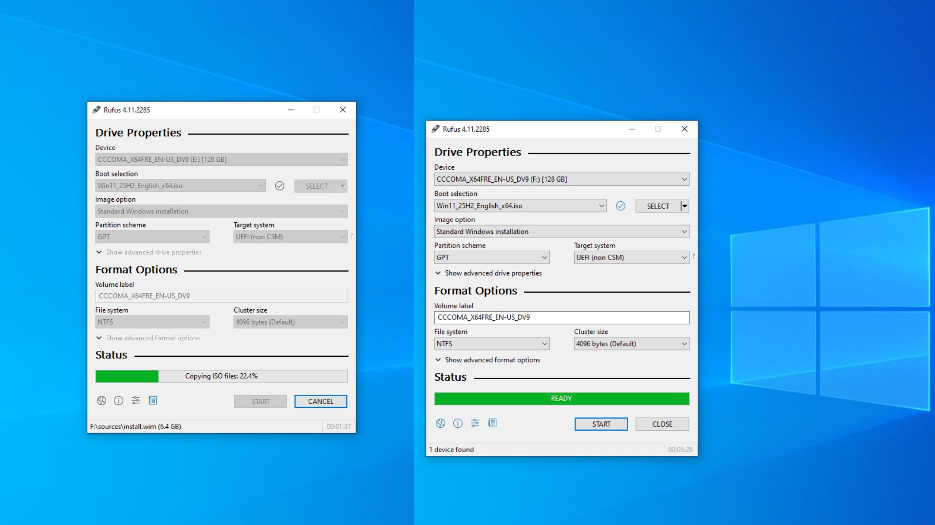 Can you still bypass Windows 11 requirements as Windows 10 hits EOL? We tested it Rufus-finished-copying-ISO-files-to-USB-drive.jpg