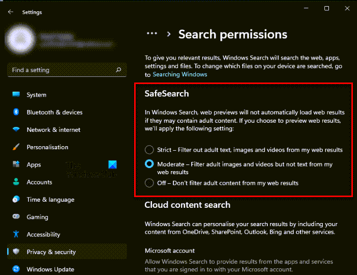 How to configure Search Settings and Permissions in Windows 11 safesearch-1.png