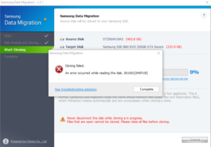 Samsung Data Migration: Cloning Failed, An error occurred while reading the disk Samsung-Data-Migration-Issue-300x209.png