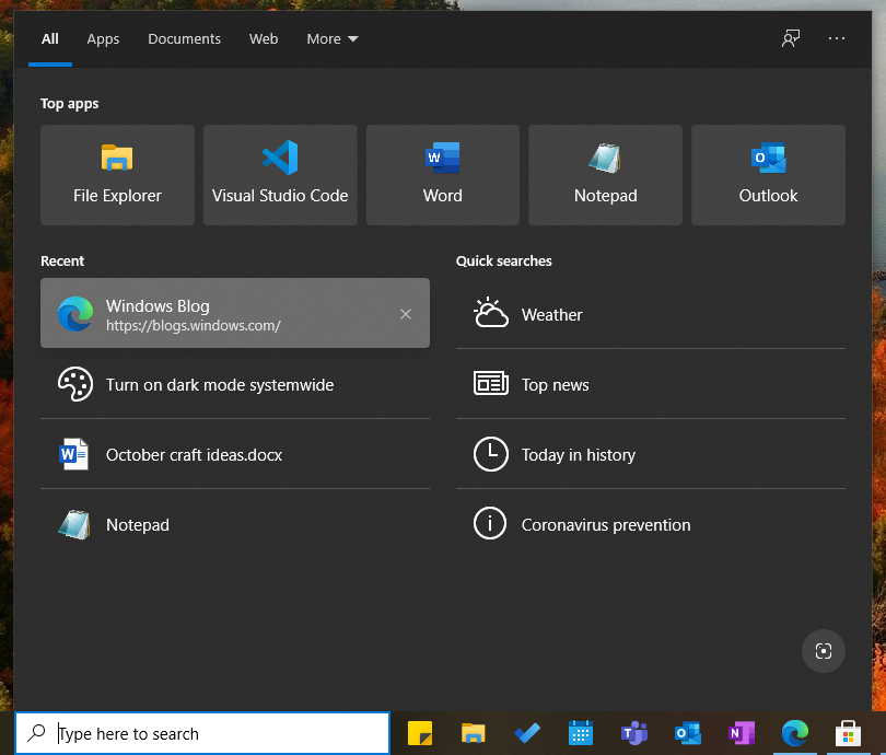 Microsoft rolls out Windows Search Box recent searches in Windows 10 Search.png