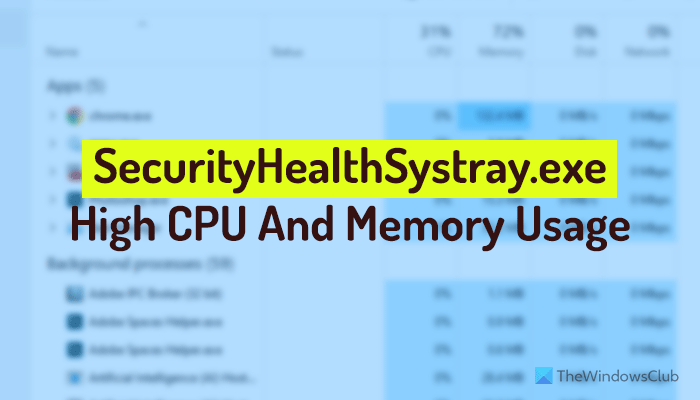 SecurityHealthSystray.exe high CPU, Memory, Disk usage [Fix] SecurityHealthSystray.exe-high-CPU-and-Memory-usage.png