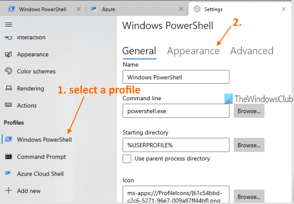 How to change cursor shape for a Windows Terminal profile select-a-profile.png