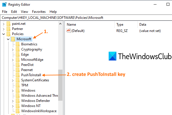 How to stop Remote Installation of Apps on Windows 10 select-Microsoft-key-create-PushToInstall.png