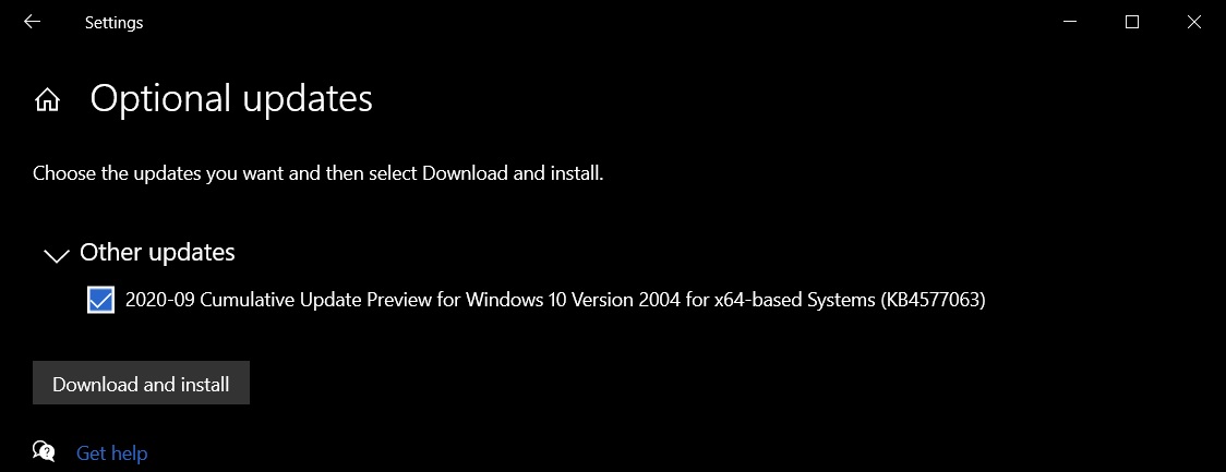 Update fixes Windows 10 bug that ruins your internet connection September-2020-optional-patch.jpg