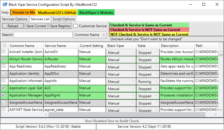 BlackViperScript: make bulk changes to the Windows 10 Service configuration services-list.png