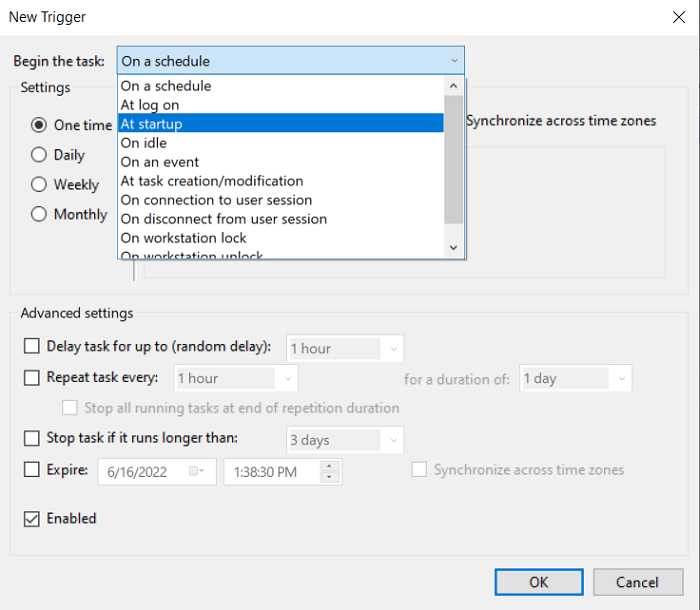 How to delay a Scheduled Task in Windows 10 Task Scheduler set-new-trigger.png