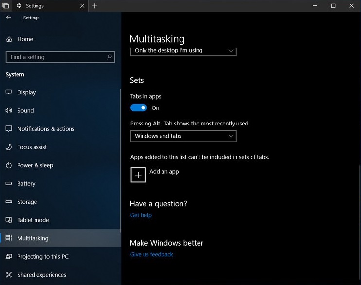 Windows 10 might finally will let you open apps as browser tabs Sets.jpg