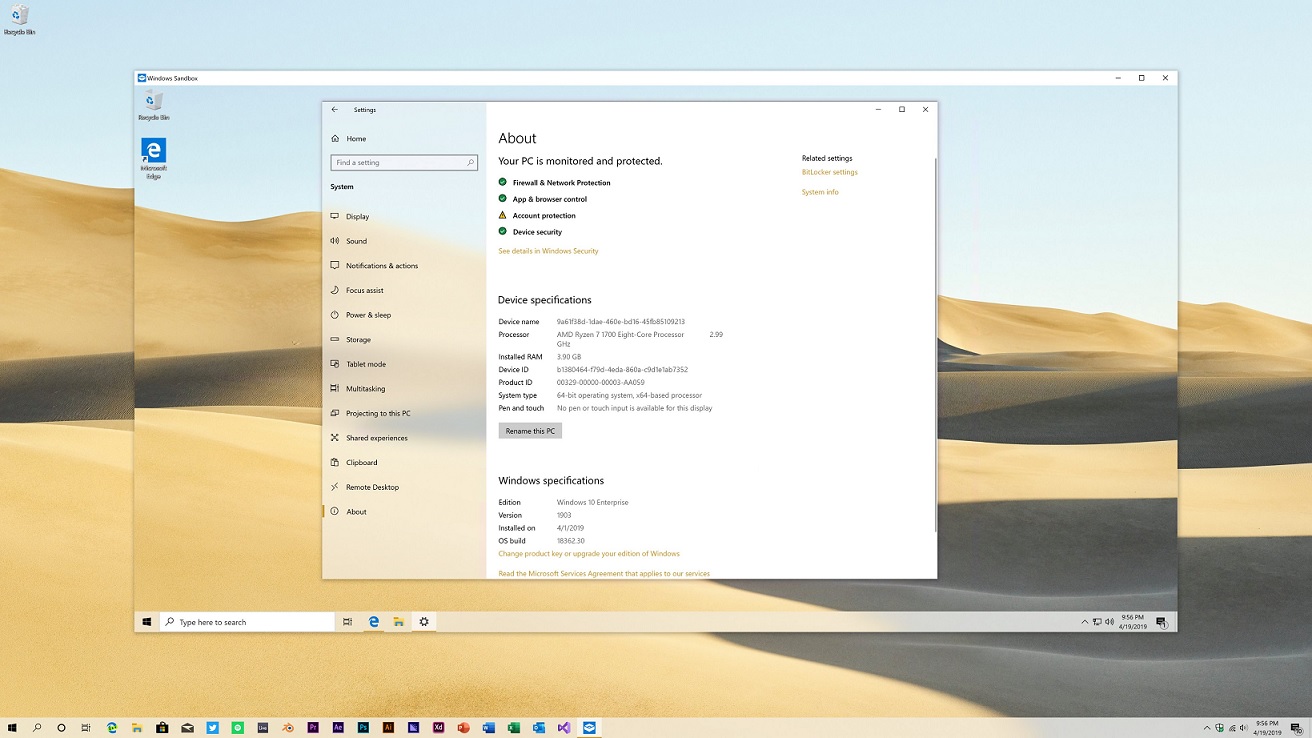A closer look at Sandbox feature in Windows 10 May 2019 Update Settings-app-in-Windows-Sandbox.jpg