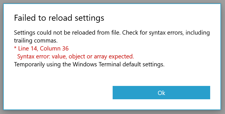 New Windows Terminal Preview v0.4 Now Avialable settings-error.png