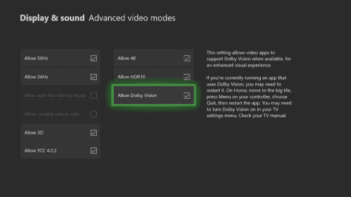 Microsoft Brings Dolby Vision to Xbox One Settings1_700.png