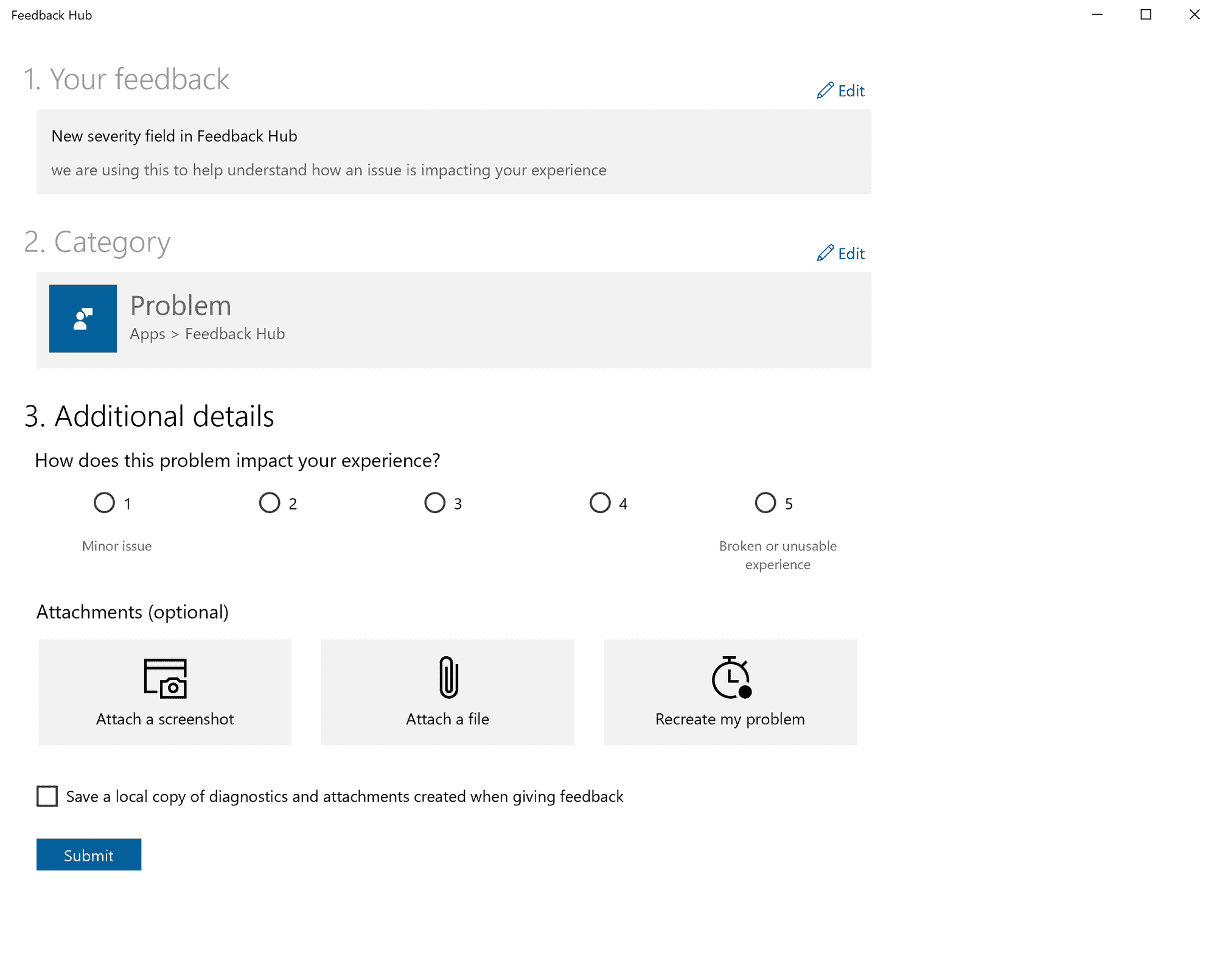 Feedback Hub introduces ability to indicate severity of issues Severity-field-for-brandon.png