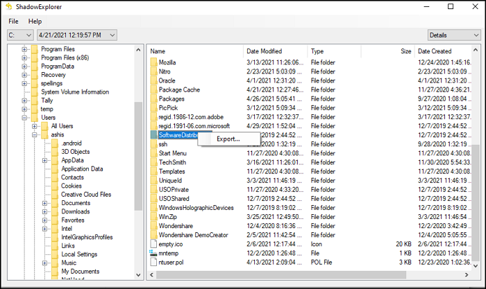 How to recover files from a System Restore Point in Windows 10 Shadow-explorer-Windows-10.png