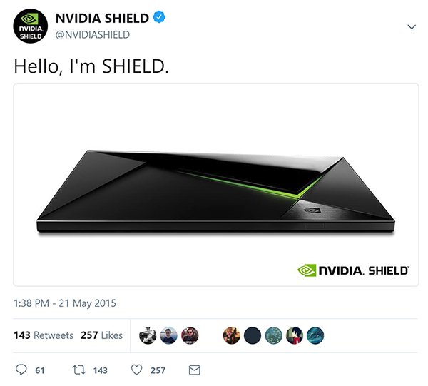 NVIDIA Shield Software Experience Upgrade 7.1 now released SHIELD%20First%20Tweet%20%28BLOG%29.jpg