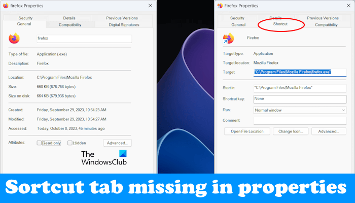 Shortcut Tab missing in Properties window in Windows 11 Shortcut-Tab-missing-in-Properties.png