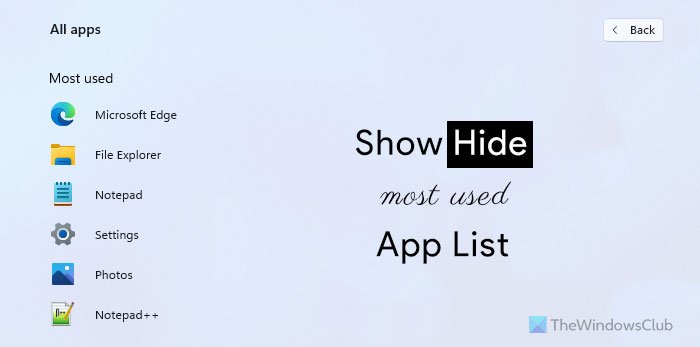 How to show or hide Most Used apps in Start Menu on Windows 11 show-hide-most-used-apps-start-menu-4.jpg