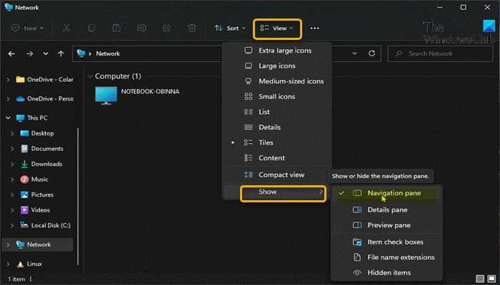 How to Show or Hide File Explorer Navigation Pane in Windows 11/10 Show-or-Hide-File-Explorer-Navigation-Pane-Menu-bar.png