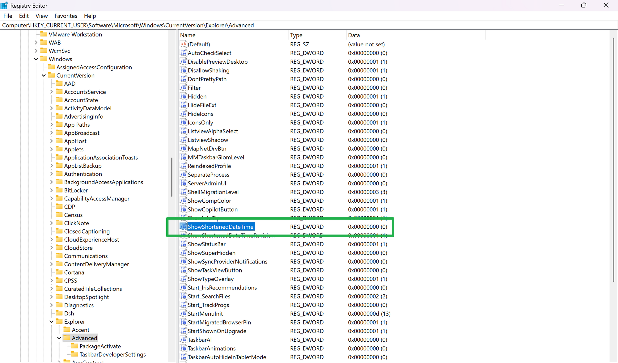 How to restore the full date and time format on Windows 11's taskbar show-shortened-date-time.png