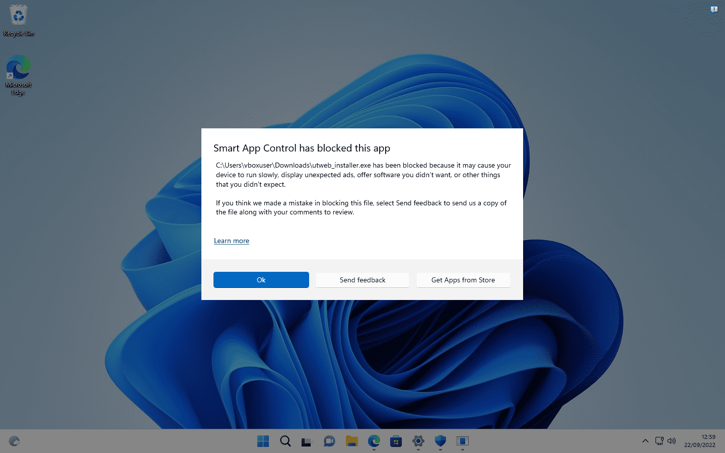 Windows 11 2022 Update: security improvements smart-app-control-blocked.png