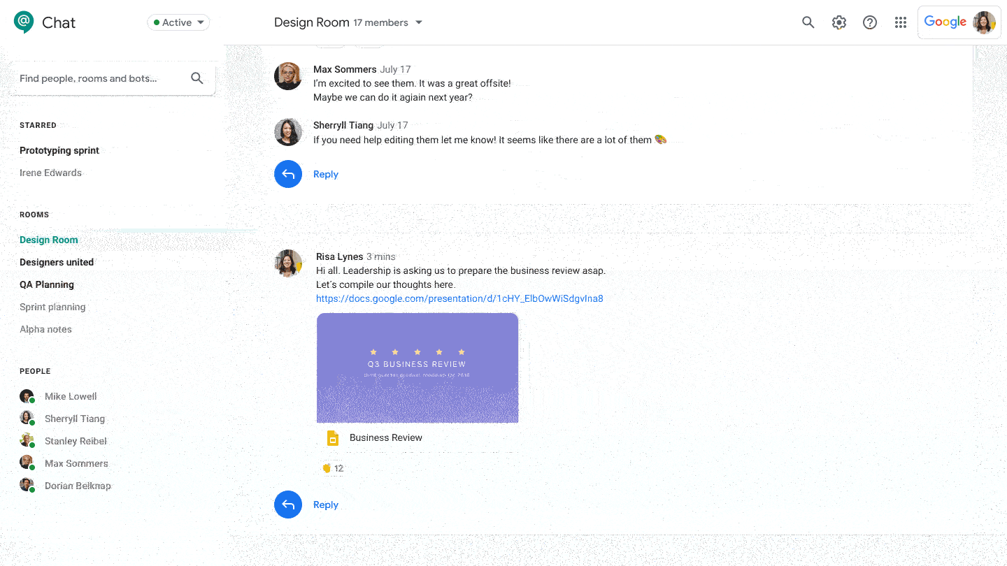 New ways to collaborate safer, smarter and simpler with G Suite SmartReplyV2_in_Chat_cz4jjUr.gif
