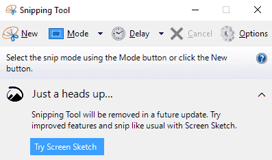 Windows 10 version 1809: removed and deprecated features snipping-tool-gone.png