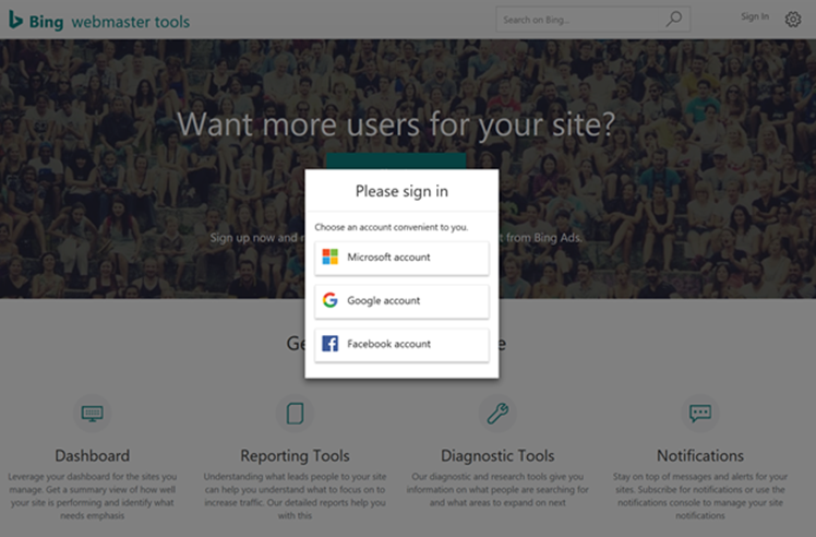 Bing Webmaster Tools simplifies site verification using Domain Connect Social-Login-For-Bing-Webmaster-Tools.png