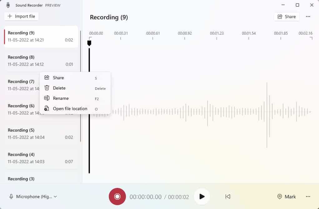 Microsoft releases a new Sound Recorder app for Windows 11 Insiders Sound-Recorder-app-right-click-menu.jpg