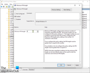 How to specify Minimum and Maximum PIN length in Windows 10 Specify-the-Minimum-PIN-length-GPeditor-1-300x242.png