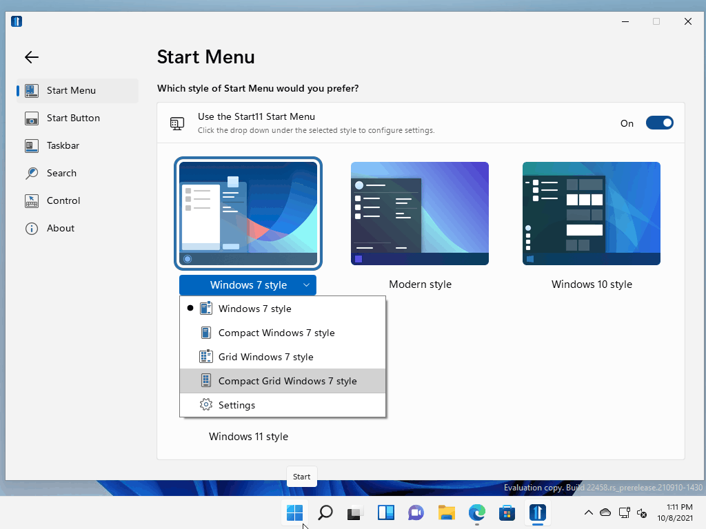 Align the Windows 11 Taskbar to the top with Stardock's Start11 start-11-designs.png