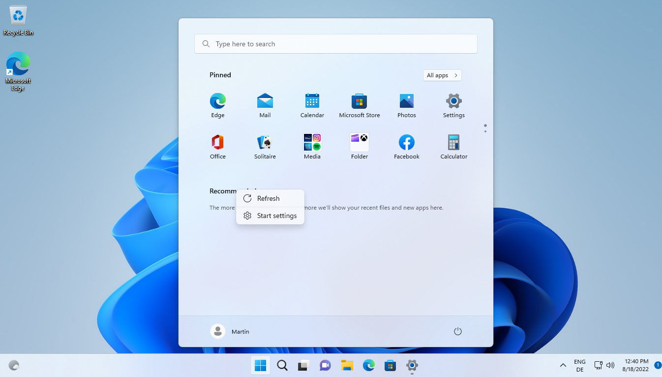 Windows 11 version 22H2: Start Menu changes start-menu-context-menu.png