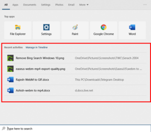 Windows 10 Start Menu Search Features and How to use it Start-Menu-Search-Timeline-300x263.png