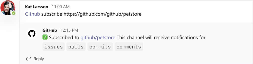 Announcing the GitHub integration with Microsoft Teams subscribed.png