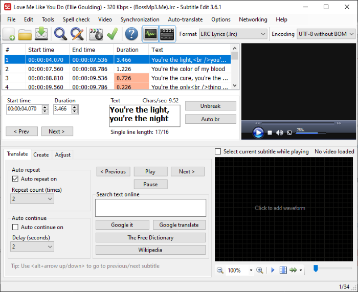 What is LRC file? How to create an LRC file in Windows 11/10? subtitle-edit_how-to-create-lrc-file-in-windows-11-10.png