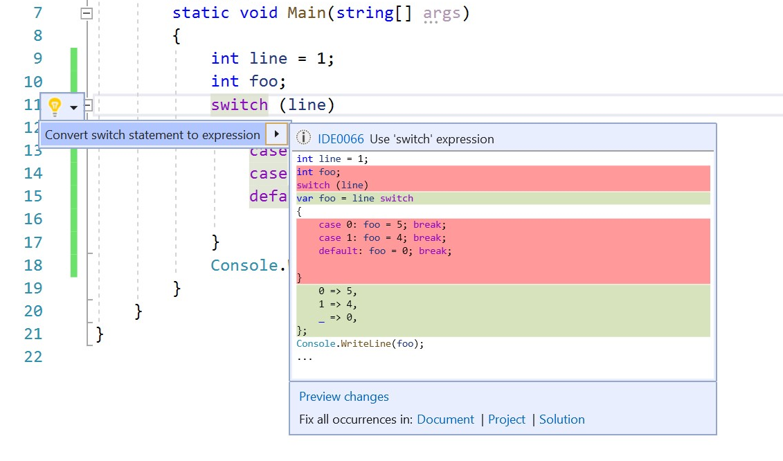 New Visual Studio 2019 version 16.2 Preview 2 released switchexpression.png