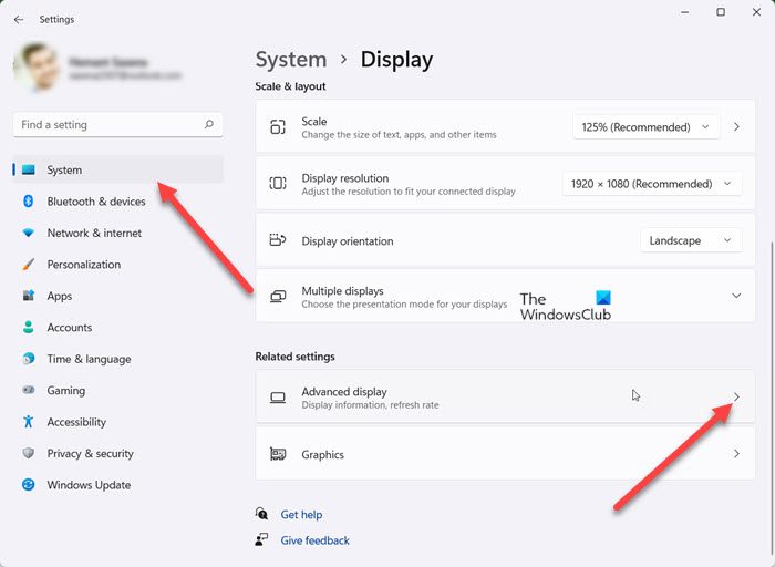 How to check how much Video RAM (VRAM) you have in Windows 11/10 system-advanced-display.jpg