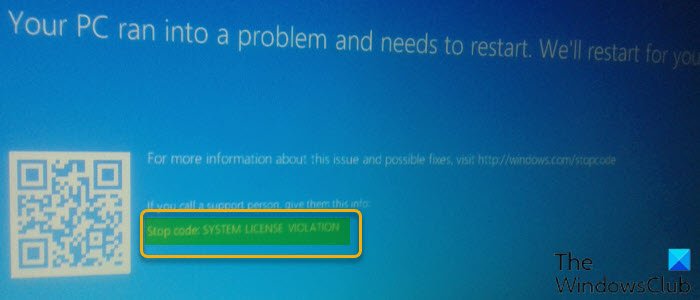Fix SYSTEM LICENSE VIOLATION Blue Screen error on Windows 11/10 SYSTEM-LICENSE-VIOLATION-Blue-Screen-error.jpg