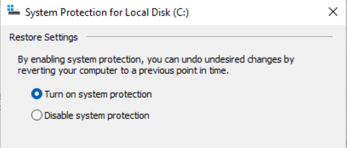 Find out if System Restore is enabled on Windows 11 Devices system-protection.png