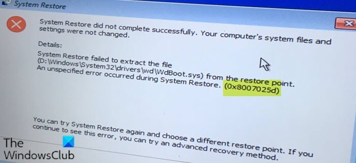 Fix System Restore error 0x8007025d on Windows 10 System-Restore-error-0x8007025d.jpg