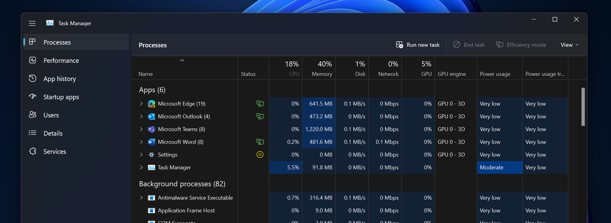 Windows 11 version 22H2: Task Manager changes task-manager-dark-mode.png