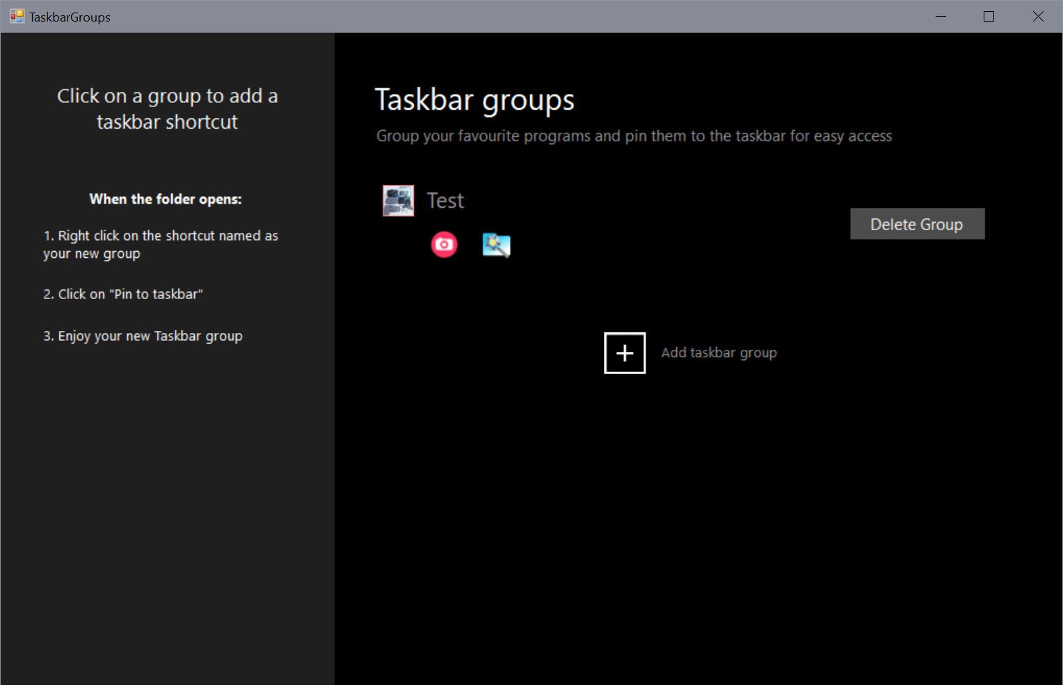 Group icons on the Windows Taskbar with Taskbar groups taskbar-groups.png