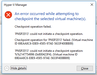 Hyper-V backup completes with error: "VSS error 0x800423f4: The writer experienced a... TBULB.png