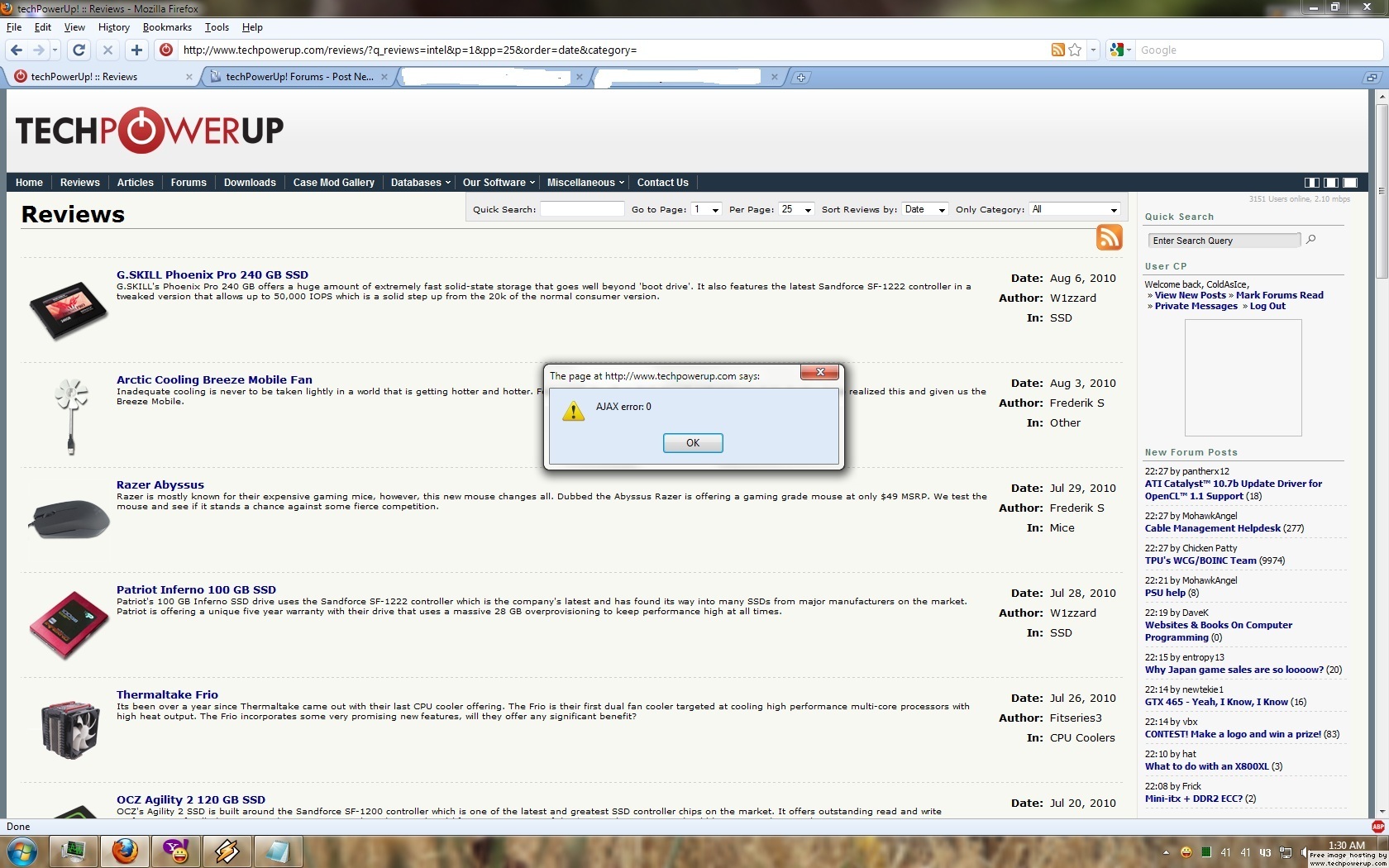 Page Default error keeps popping up techpoweruperror.jpg