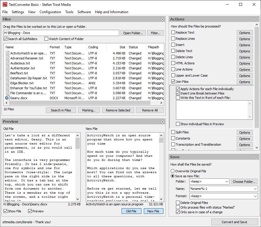 TextConverter is a batch document editing tool that has a lot of advanced options TextConverter-advanced-options-2.jpg